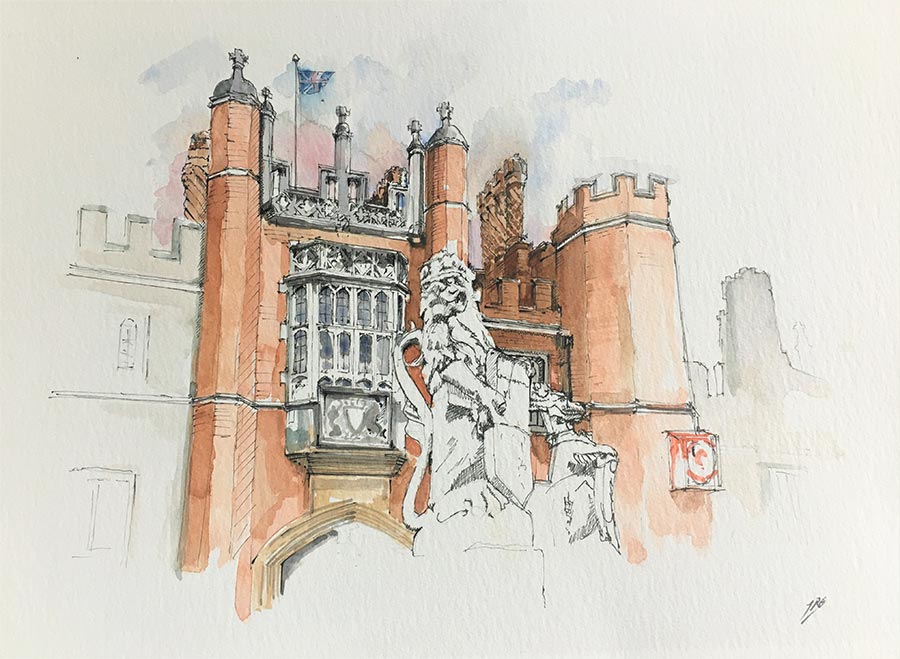 Watercolour of Hampton Court Front Gate