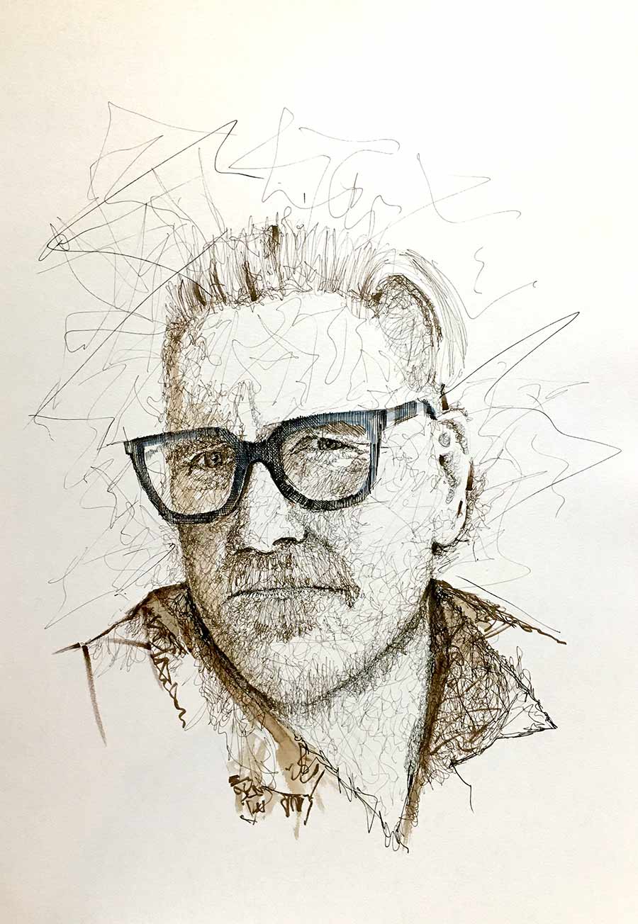 Pencil portrait of Laughton