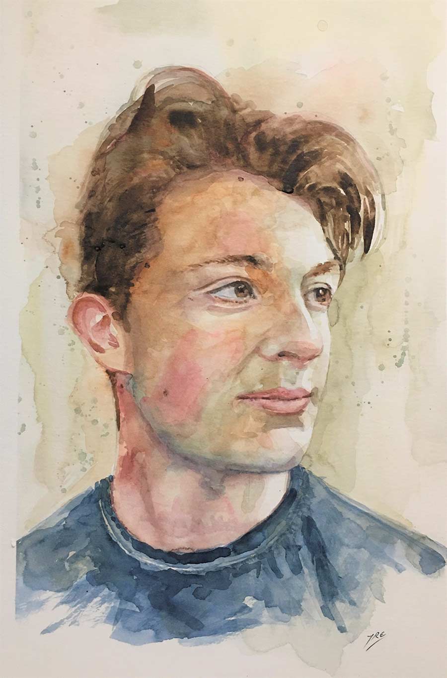 Watercolour portrait of Bertie