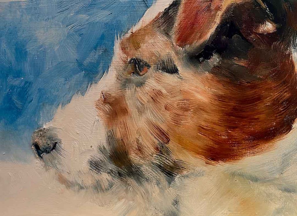 Oil portrait of Louis the dog