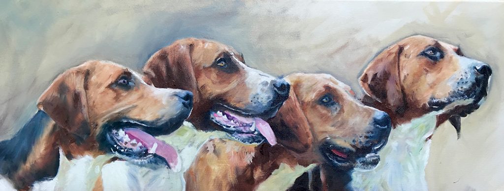 Oil painting of Hurworth hounds